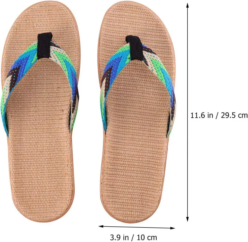 KESYOO 1 Pair Straw Slippers Household Anti Skid Sandals Flip Flops Leisure Shoes Beach Seaside Walking Slippers for Women Men Couples Lovers