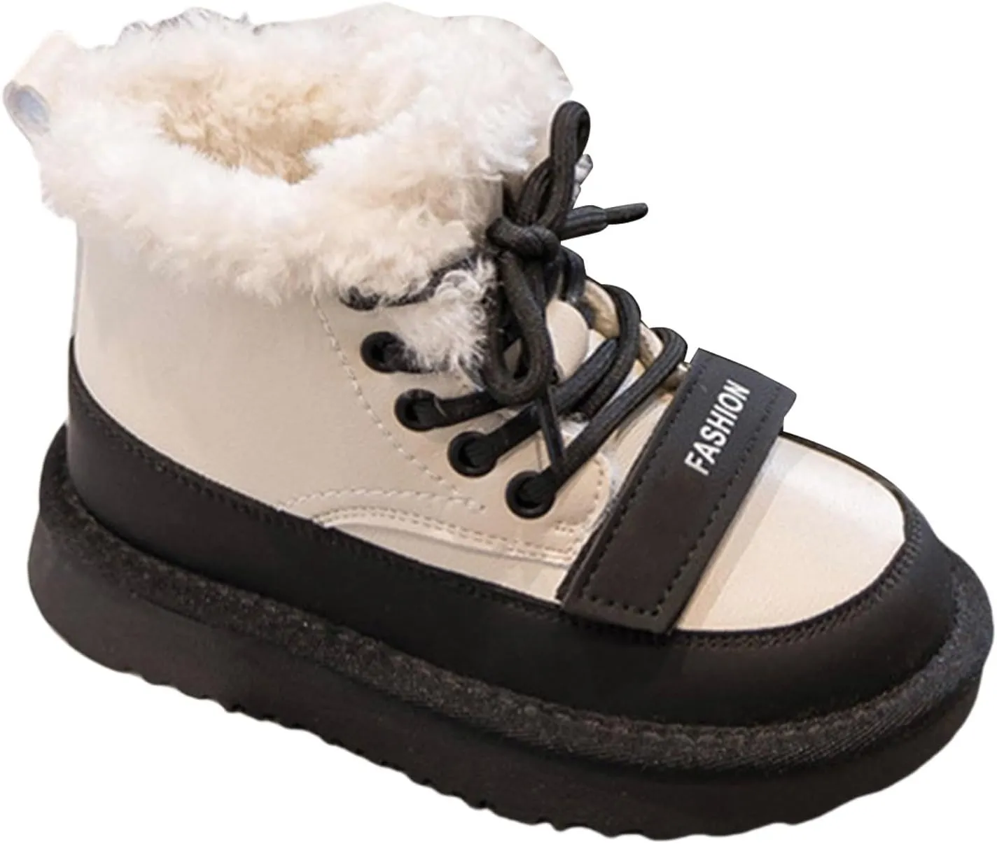 Kids Girls Fleece Winter Boots Lace-up Soft Rubber Bottom Vintage Plush Warm Comfortable Snow Shoes Cute Fashion