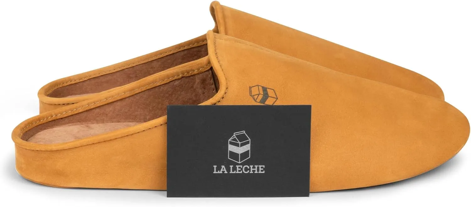 La Leche, Open Heel Moroccan Babouche Slippers, Indoor Slippers, Full Grain Leather, Handmade
