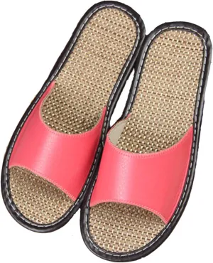 Ladies slippers Summer sandals Straw sandals Indoor slippers Leather slippers