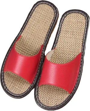 Ladies slippers Summer sandals Straw sandals Indoor slippers Leather slippers