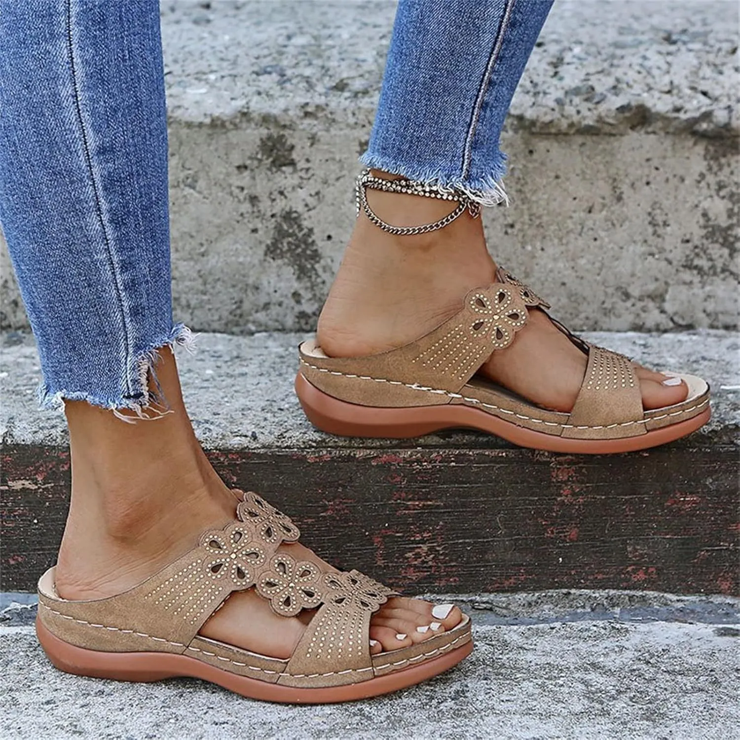 Ladmiple Womens Sandals Comfortable Dressy With Arch Support Orthopedic Arch Support Flip Flops Soft Summer Orthotic Slides