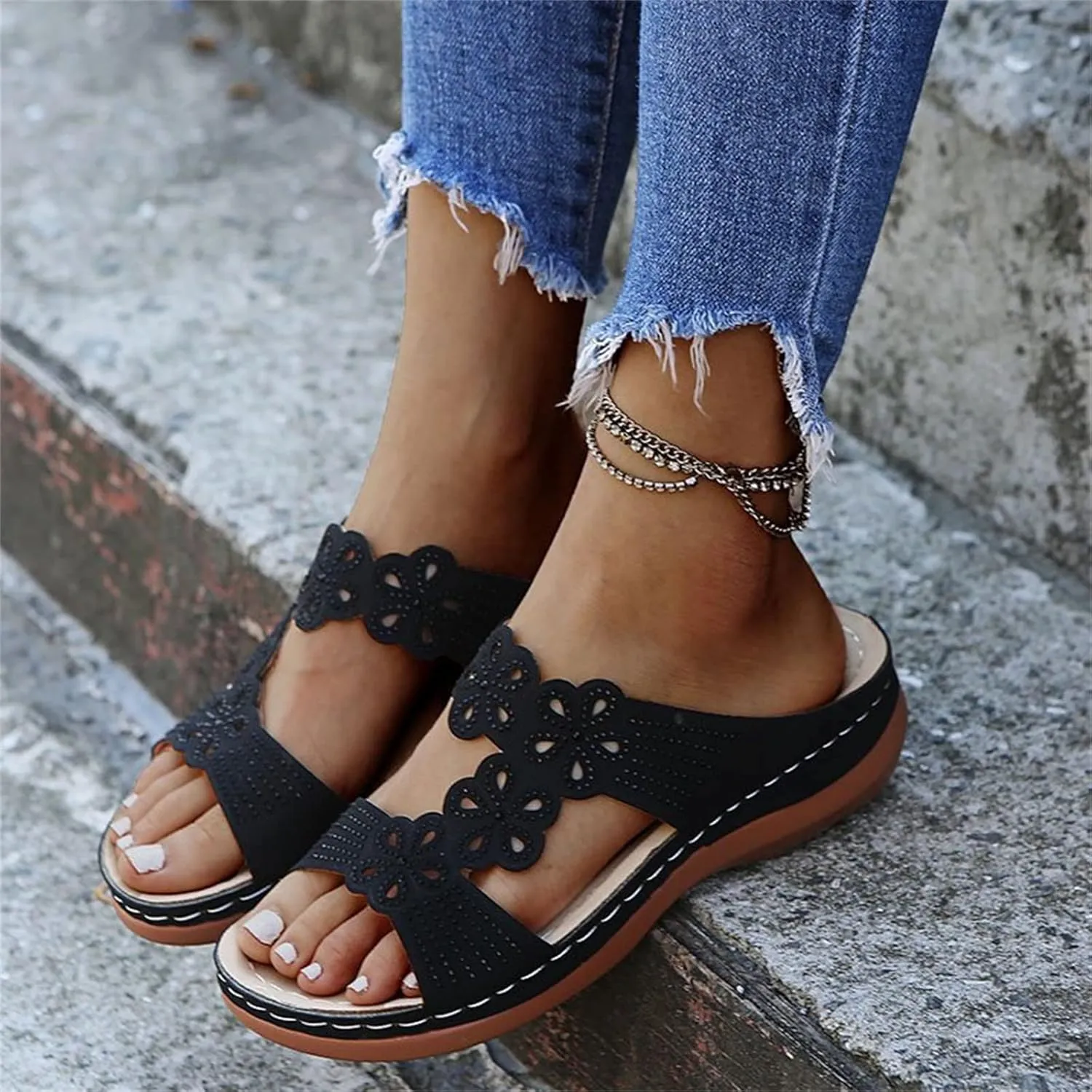 Ladmiple Womens Sandals Comfortable Dressy With Arch Support Orthopedic Arch Support Flip Flops Soft Summer Orthotic Slides