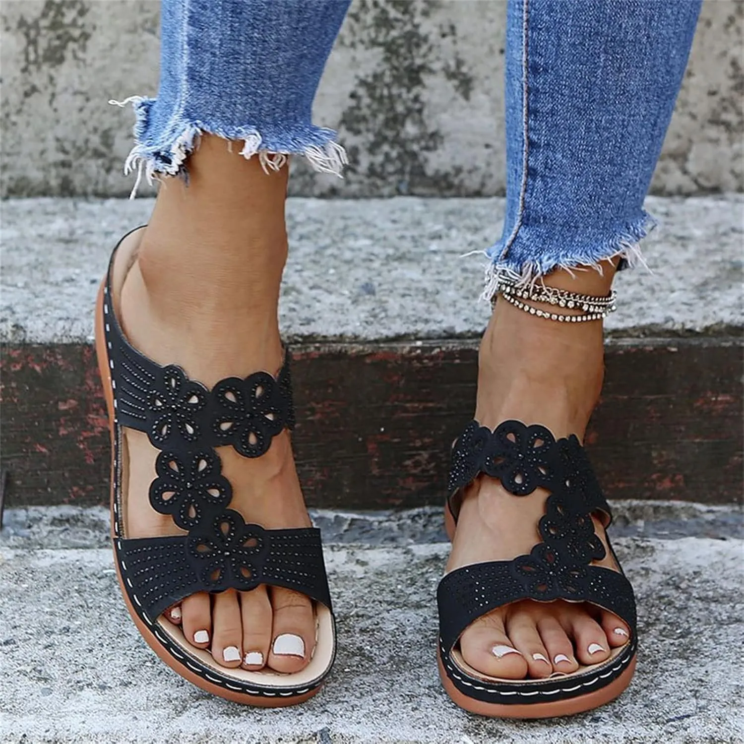 Ladmiple Womens Sandals Comfortable Dressy With Arch Support Orthopedic Arch Support Flip Flops Soft Summer Orthotic Slides