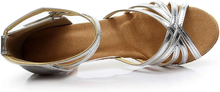 Latin Dance Shoes for Women Open Toe Salsa Sandal Samba ChaCha Prom Practice Ballroom Performance Dancing Shoe Dressy
