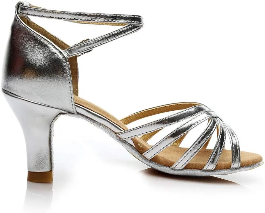 Latin Dance Shoes for Women Open Toe Salsa Sandal Samba ChaCha Prom Practice Ballroom Performance Dancing Shoe Dressy