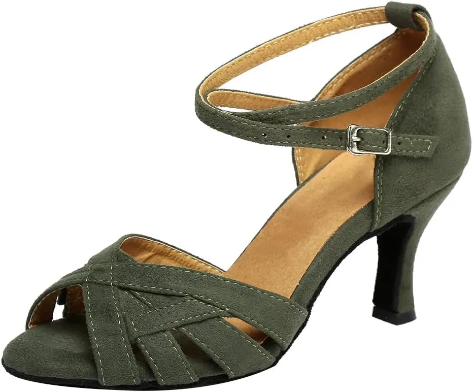 Latin Dance Shoes for Women Salsa Ballroom Dance Heel Performance Dancing Shoes, Model YCL343