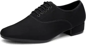 Latin Dance Shoes Men's Jazz Sneaker for Men Professional Black Oxford Upper Latin Salsa Shoe Plus Size Low Heel Tango Ballroom Dance Shoes(Indoor Wool Sole 2.5,42)