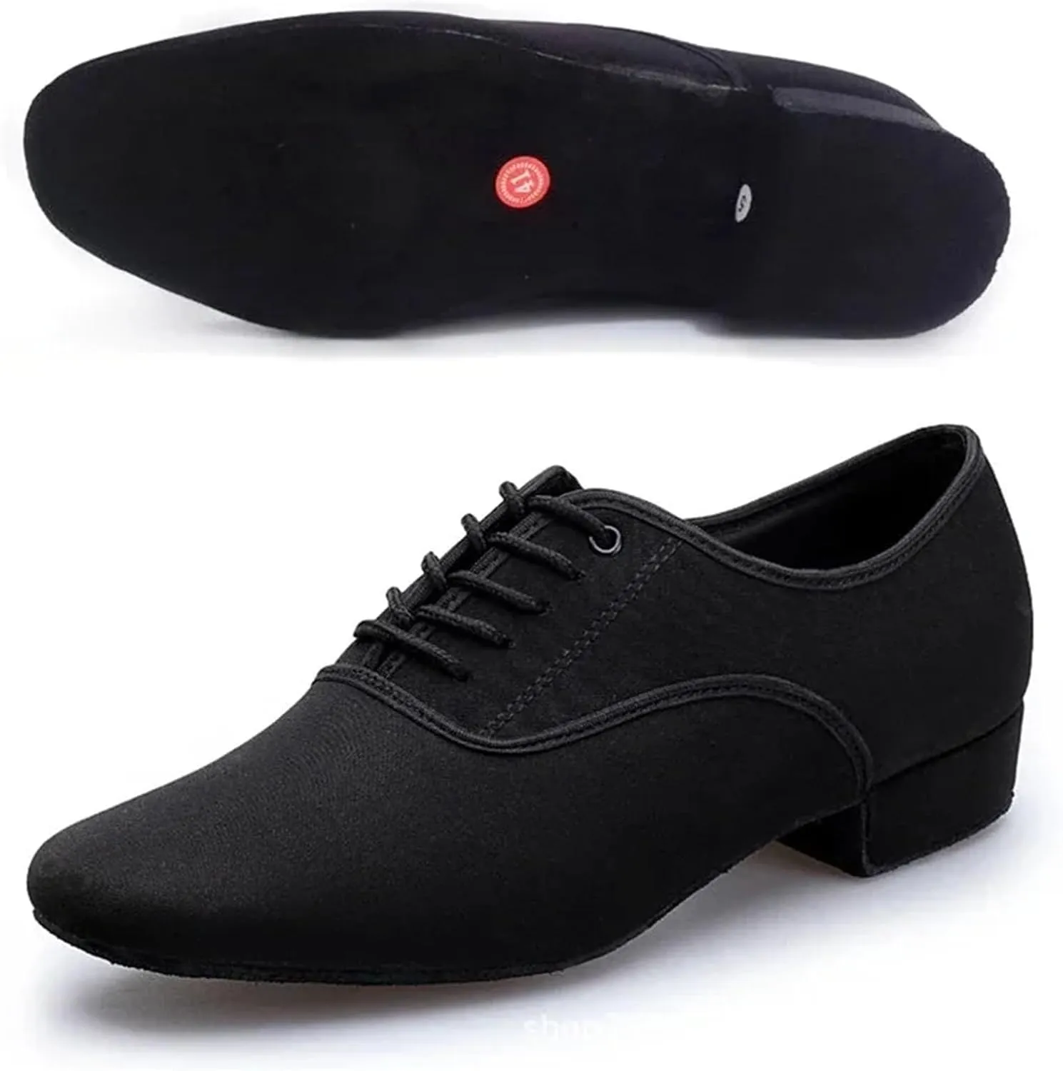 Latin Dance Shoes Men's Jazz Sneaker for Men Professional Black Oxford Upper Latin Salsa Shoe Plus Size Low Heel Tango Ballroom Dance Shoes(Indoor Wool Sole 2.5,42)