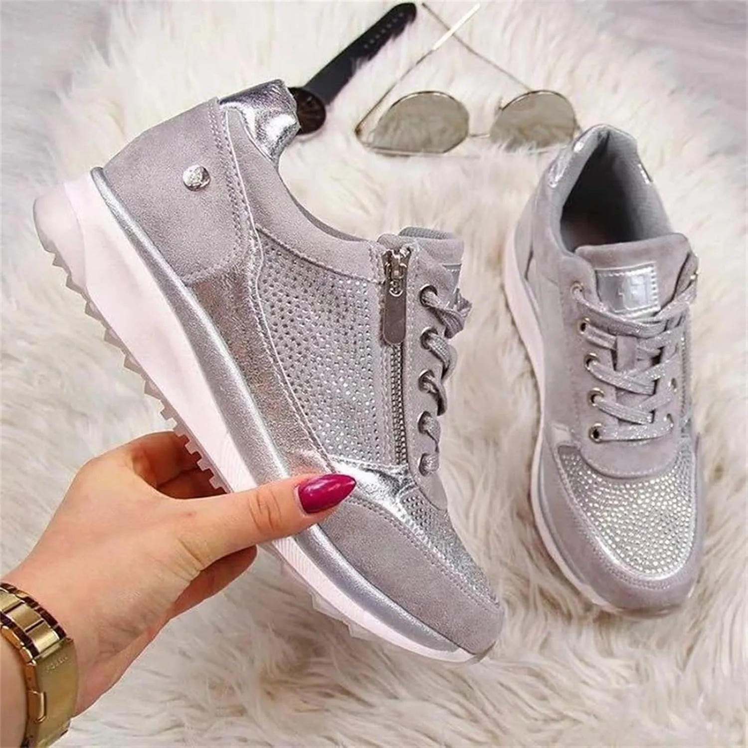 Lausiuoe Sneakers For Women Walking Shoes Comfortable Running Shoes Non Slip Athletic Tennis Walking Sneakers