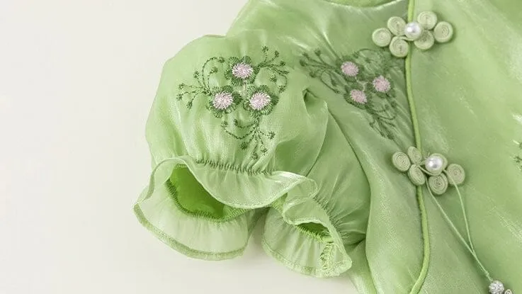 Leah Embroidered Flowers Tassel Cheongsam Dress