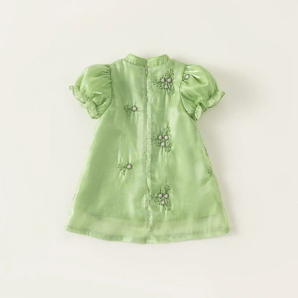 Leah Embroidered Flowers Tassel Cheongsam Dress
