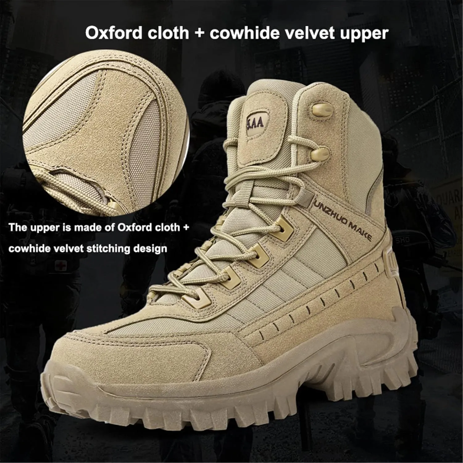 Lightweight Breathable Desert Boots,Military Boots High-top Combat Tactical Boots,Breathable Hiking Waterproof Desert Boots, All Terrain Shoes, for Hiking, Hunting, Working, Walking,39, Sand