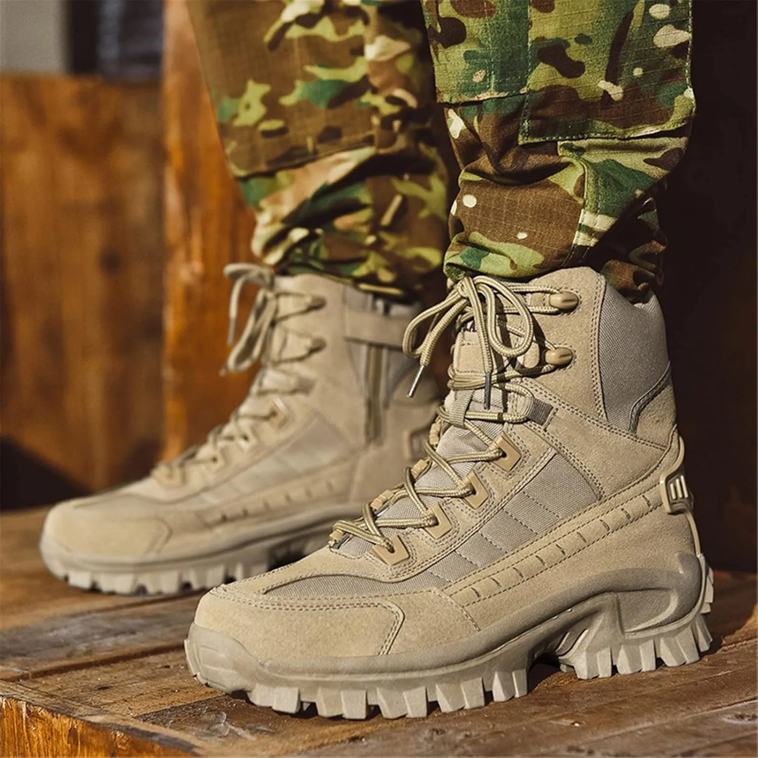 Lightweight Breathable Desert Boots,Military Boots High-top Combat Tactical Boots,Breathable Hiking Waterproof Desert Boots, All Terrain Shoes, for Hiking, Hunting, Working, Walking,39, Sand