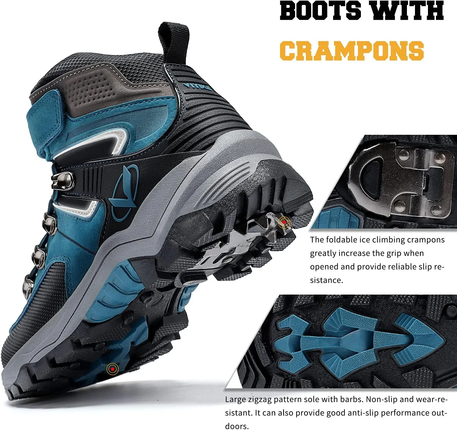 Littleplum Boys Snow Boots Winter Warm Booties Antiskid Hiking Outdoor Shoes Ankle Boots for Kids