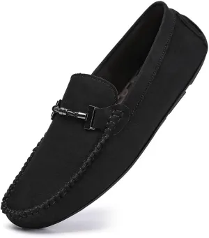 Loafers for Men Round Toe Suede Moccasins Driving Loafers Stitching Details Lightweight Anti-Slip Comfortable Prom Slip On