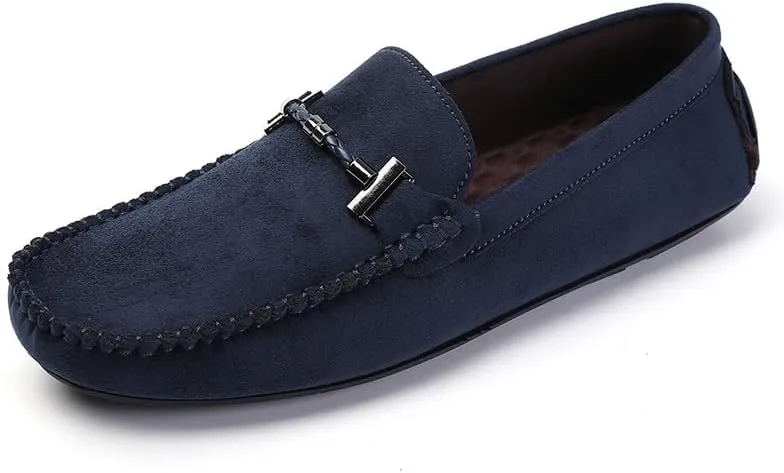 Loafers for Men Round Toe Suede Moccasins Driving Loafers Stitching Details Lightweight Anti-Slip Comfortable Prom Slip On
