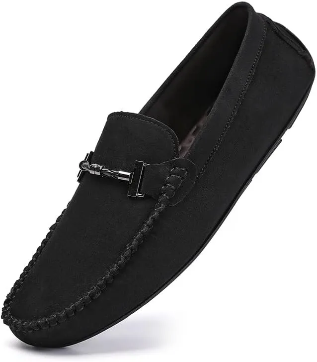 Loafers for Men Round Toe Suede Moccasins Driving Loafers Stitching Details Lightweight Anti-Slip Comfortable Prom Slip On