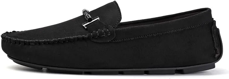 Loafers for Men Round Toe Suede Moccasins Driving Loafers Stitching Details Lightweight Anti-Slip Comfortable Prom Slip On