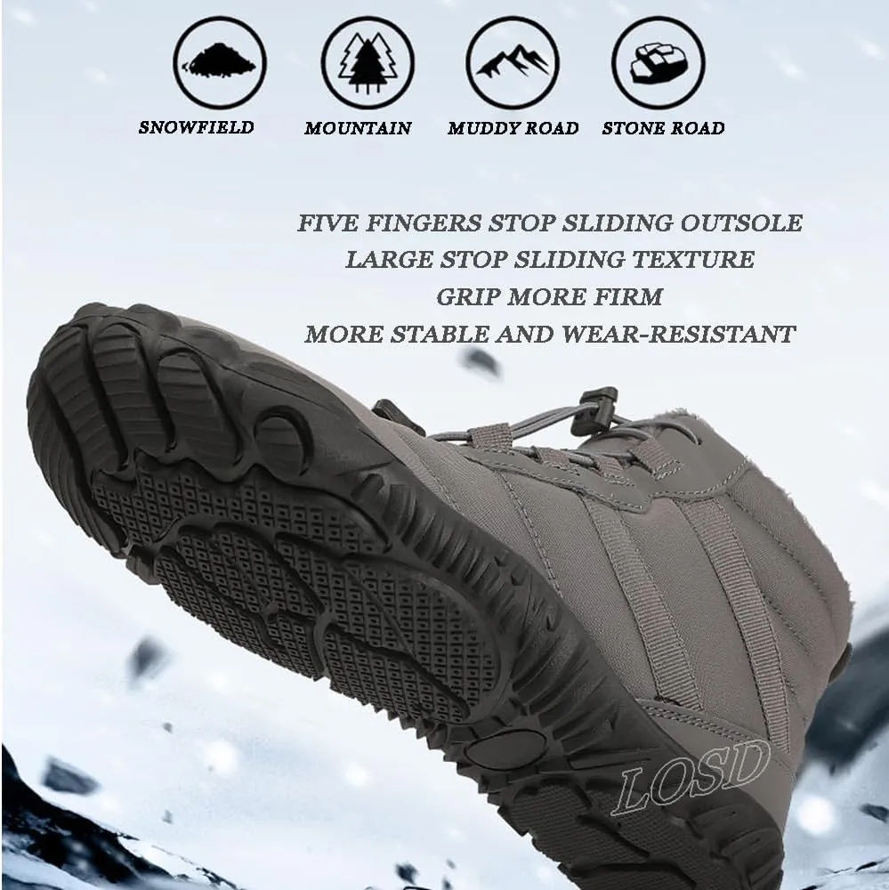 LOSD Hike Waterproof Winter Barefoot Shoes, Winter Snow Boots for Women, Walking Hiking Boots