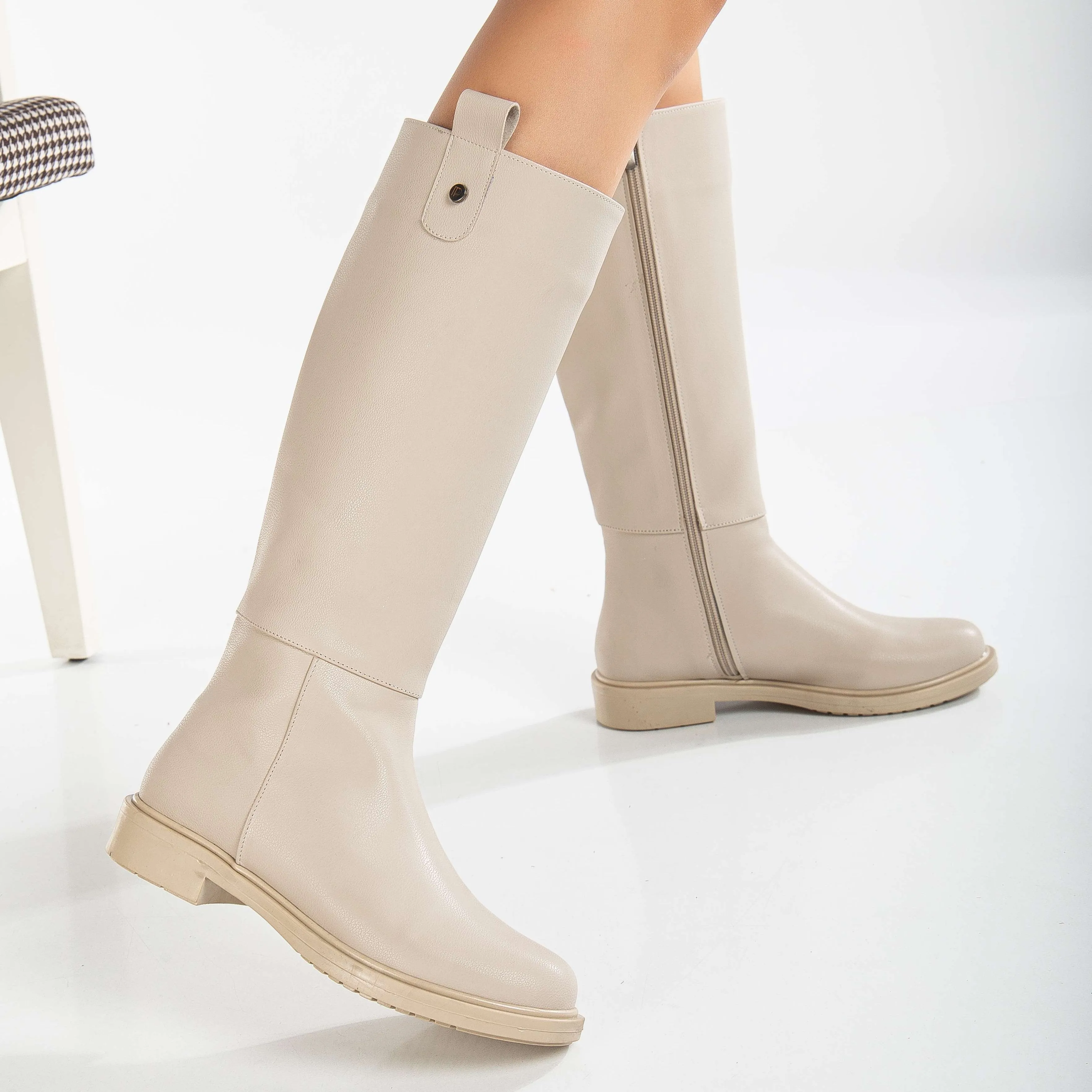 Maeve - Beige Knee High Rain Boots