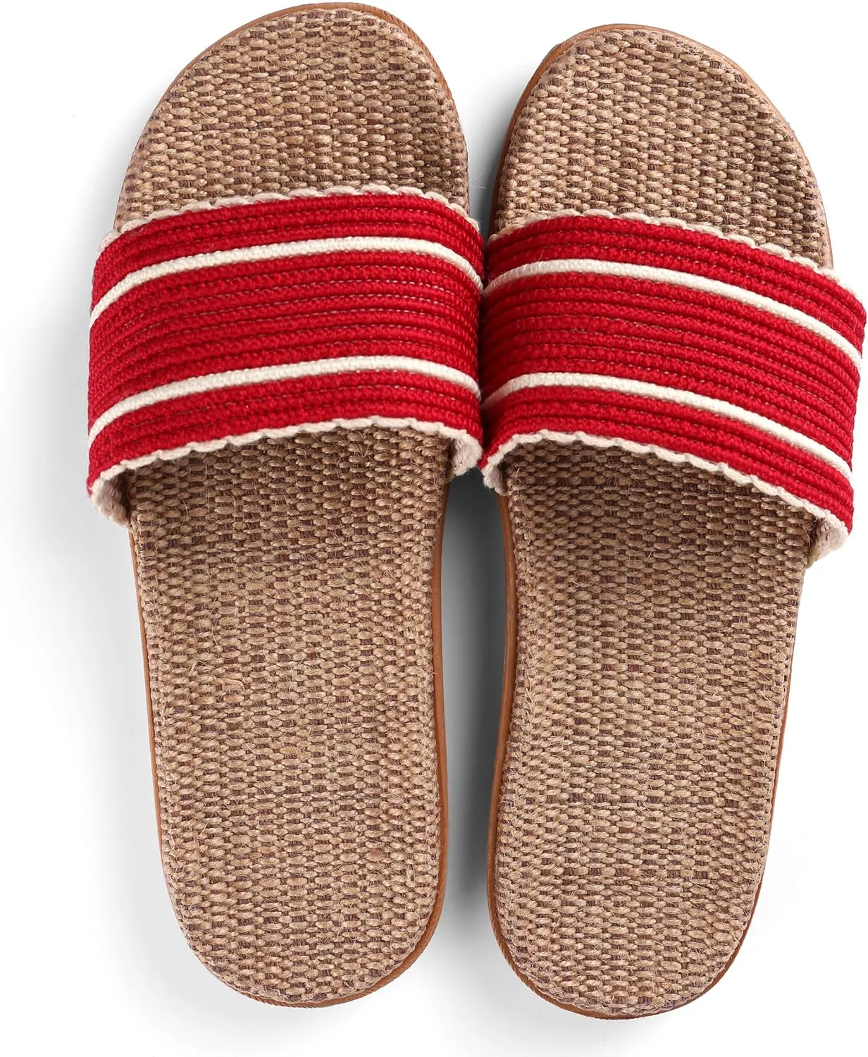 Maggie Women's Woven Straw Slide Sandals Open Toe Slip On Slippers, Indoor Outdoor Comfort Non-Slip Rubber Sole Summer Beach House Shoes
