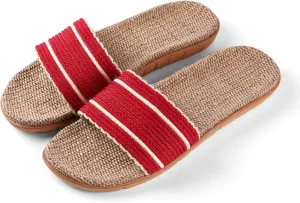 Maggie Women's Woven Straw Slide Sandals Open Toe Slip On Slippers, Indoor Outdoor Comfort Non-Slip Rubber Sole Summer Beach House Shoes