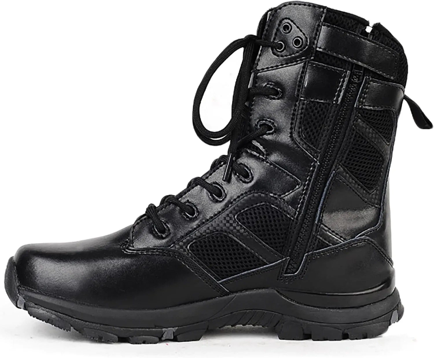 Men Outdoor Boots Walking Camping Lace-up Boots Army Military Tactical Shoes Combat Boots Trekking Hiking Boot Breathable,Black-41