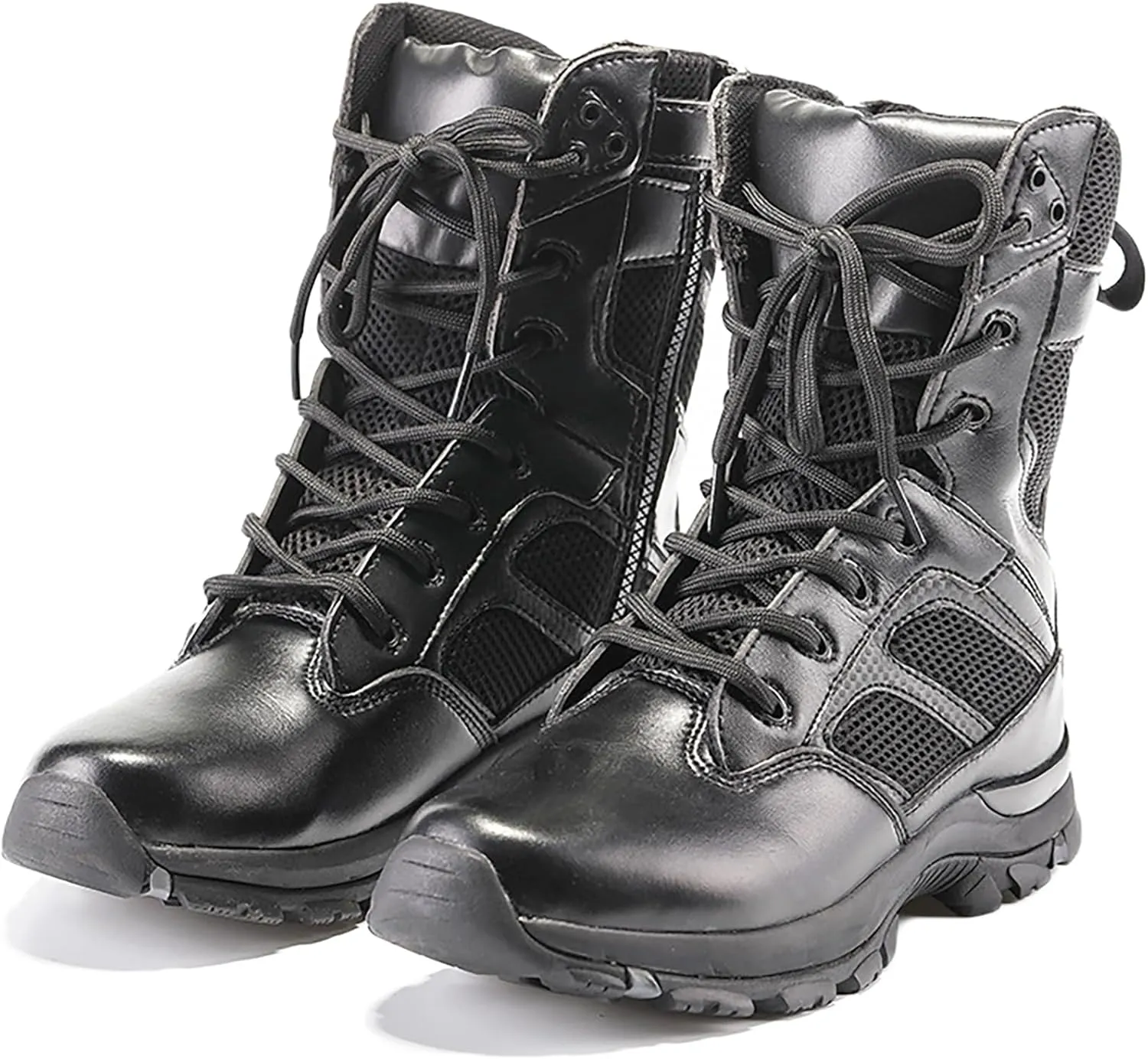 Men Outdoor Boots Walking Camping Lace-up Boots Army Military Tactical Shoes Combat Boots Trekking Hiking Boot Breathable,Black-41