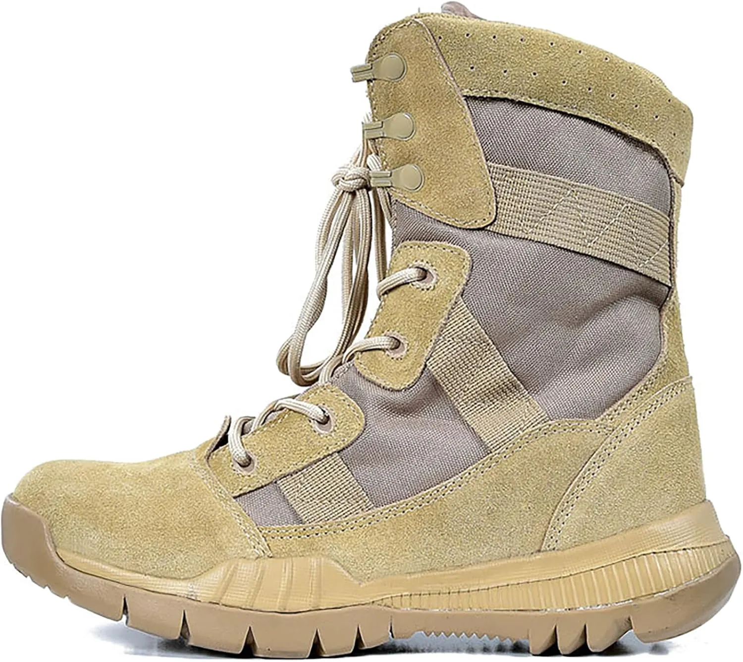Men Outdoor Walking Boots Camping Lace-up Boots Military Tactical Shoes Combat Boots Trekking Hiking Boot Anti-Skid and Breathable,Sand-46