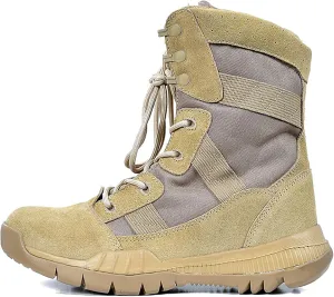 Men Outdoor Walking Boots Camping Lace-up Boots Military Tactical Shoes Combat Boots Trekking Hiking Boot Anti-Skid and Breathable,Sand-46
