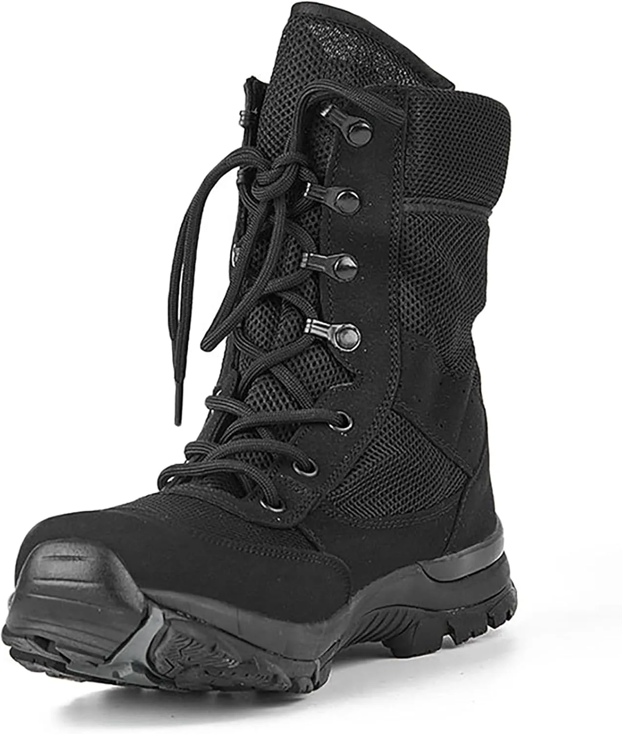 Men Outdoor Walking Boots Camping Lace-up Boots Military Tactical Shoes Combat Boots Trekking Hiking Breathable,Black-38