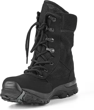 Men Outdoor Walking Boots Camping Lace-up Boots Military Tactical Shoes Combat Boots Trekking Hiking Breathable,Black-38