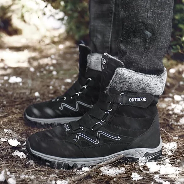 Men Winter Snow Boots Water Resistant Warm Fur Lined Anti Slip Mid-Calf Waterproof Casual Lightweight Hiking Outdoor Trekking Boot