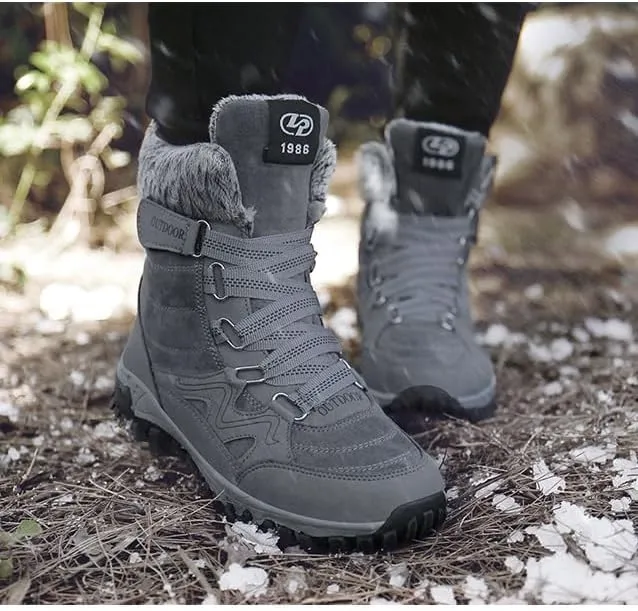 Men Winter Snow Boots Water Resistant Warm Fur Lined Anti Slip Mid-Calf Waterproof Casual Lightweight Hiking Outdoor Trekking Boot