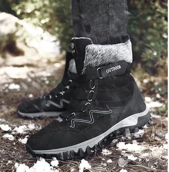 Men Winter Snow Boots Water Resistant Warm Fur Lined Anti Slip Mid-Calf Waterproof Casual Lightweight Hiking Outdoor Trekking Boot