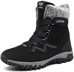 Men Winter Snow Boots Water Resistant Warm Fur Lined Anti Slip Mid-Calf Waterproof Casual Lightweight Hiking Outdoor Trekking Boot