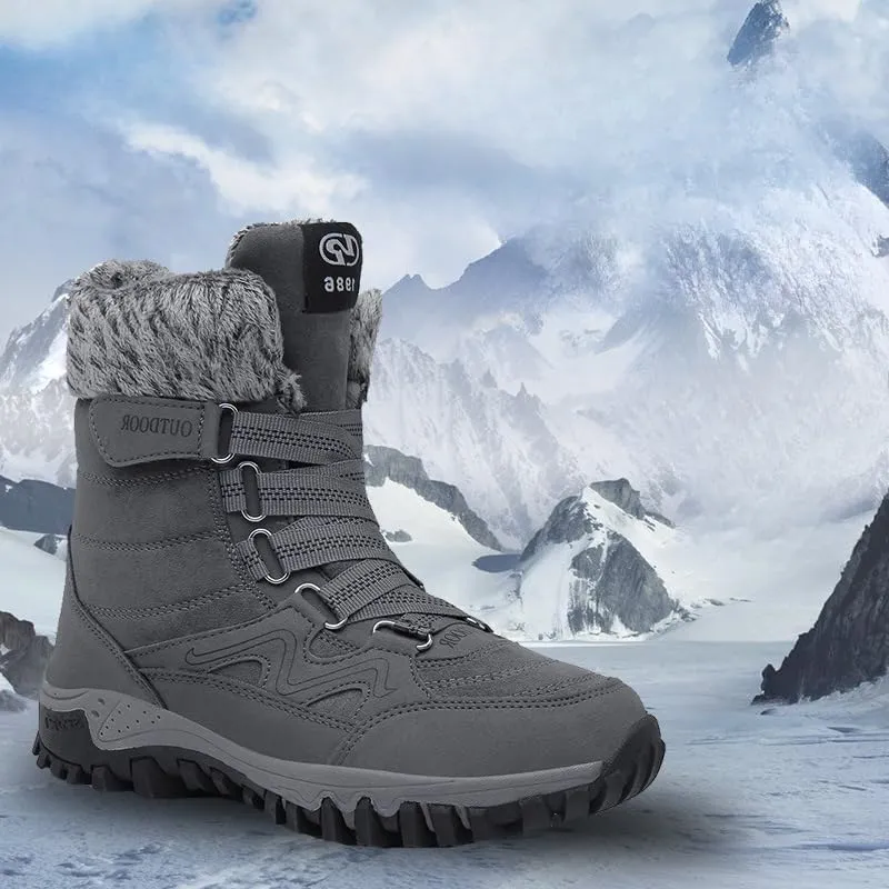 Men Winter Snow Boots Water Resistant Warm Fur Lined Anti Slip Mid-Calf Waterproof Casual Lightweight Hiking Outdoor Trekking Boot