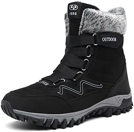 Men Winter Snow Boots Water Resistant Warm Fur Lined Anti Slip Mid-Calf Waterproof Casual Lightweight Hiking Outdoor Trekking Boot