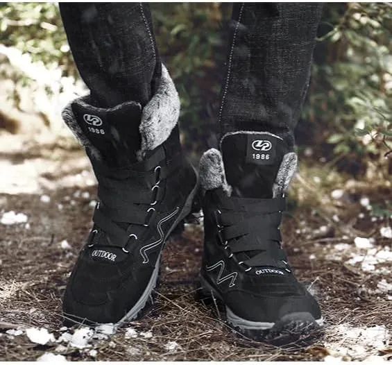 Men Winter Snow Boots Water Resistant Warm Fur Lined Anti Slip Mid-Calf Waterproof Casual Lightweight Hiking Outdoor Trekking Boot