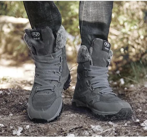 Men Winter Snow Boots Water Resistant Warm Fur Lined Anti Slip Mid-Calf Waterproof Casual Lightweight Hiking Outdoor Trekking Boot
