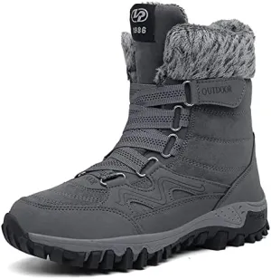 Men Winter Snow Boots Water Resistant Warm Fur Lined Anti Slip Mid-Calf Waterproof Casual Lightweight Hiking Outdoor Trekking Boot