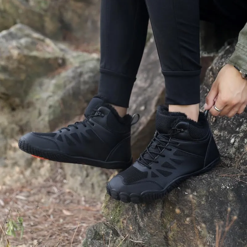 Men Winter Snow Boots Water Resistant Warm Fur Lined Anti Slip Work Ankle Shoes Casual Ankle Sneakers Lightweight Hiking Outdoor Trekking Boot