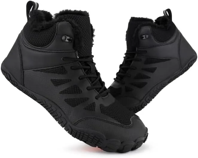 Men Winter Snow Boots Water Resistant Warm Fur Lined Anti Slip Work Ankle Shoes Casual Ankle Sneakers Lightweight Hiking Outdoor Trekking Boot