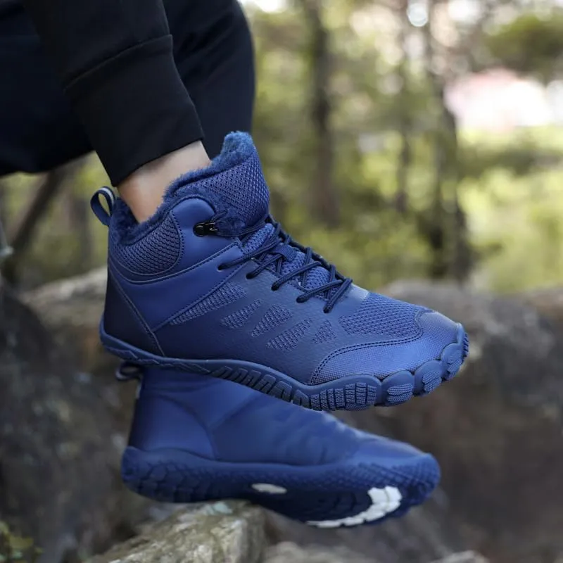 Men Winter Snow Boots Water Resistant Warm Fur Lined Anti Slip Work Ankle Shoes Casual Ankle Sneakers Lightweight Hiking Outdoor Trekking Boot