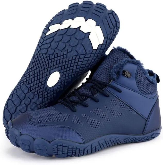 Men Winter Snow Boots Water Resistant Warm Fur Lined Anti Slip Work Ankle Shoes Casual Ankle Sneakers Lightweight Hiking Outdoor Trekking Boot