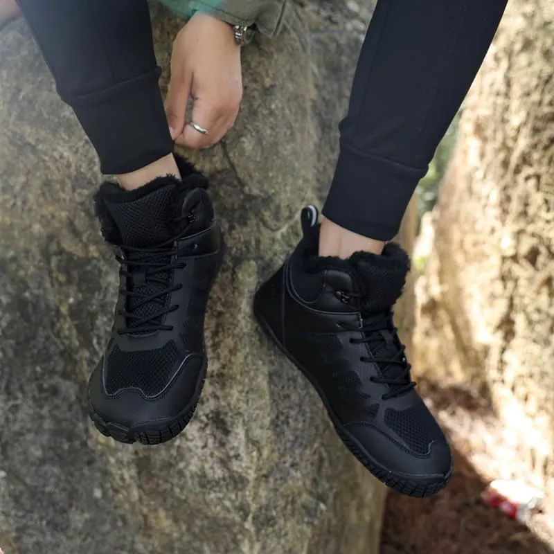 Men Winter Snow Boots Water Resistant Warm Fur Lined Anti Slip Work Ankle Shoes Casual Ankle Sneakers Lightweight Hiking Outdoor Trekking Boot