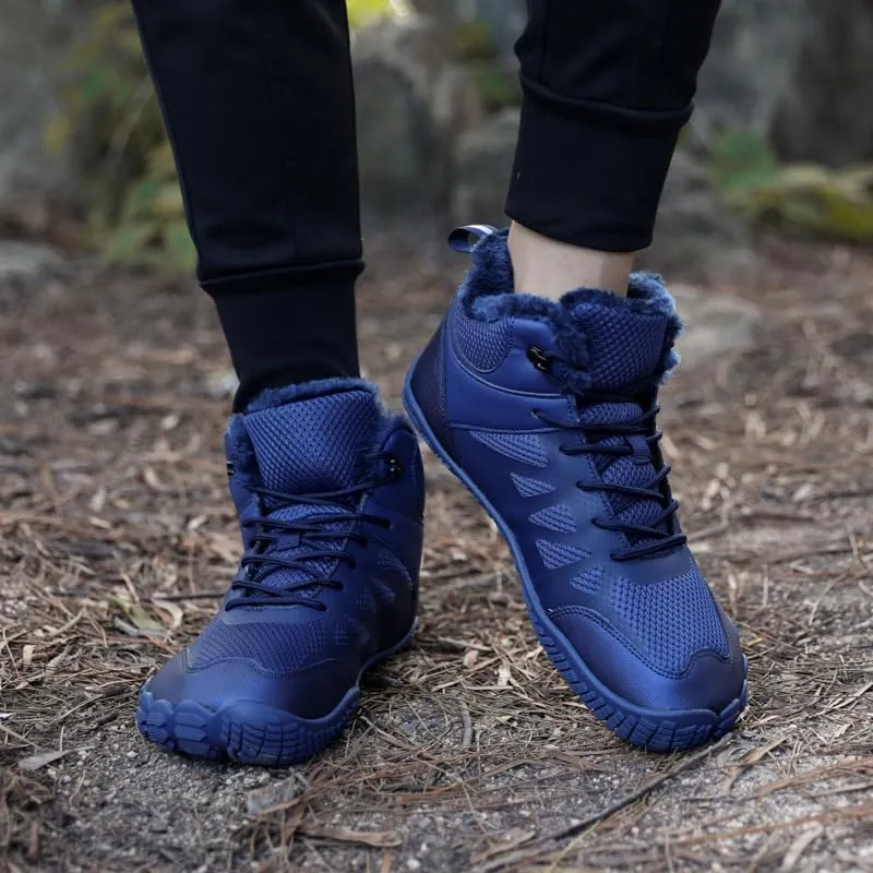 Men Winter Snow Boots Water Resistant Warm Fur Lined Anti Slip Work Ankle Shoes Casual Ankle Sneakers Lightweight Hiking Outdoor Trekking Boot