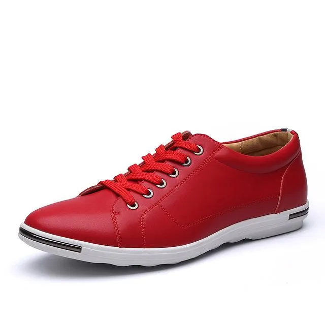 Mens Classic Lace Up Comfortable Faux Leather Flat
