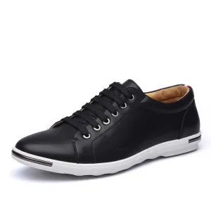 Mens Classic Lace Up Comfortable Faux Leather Flat